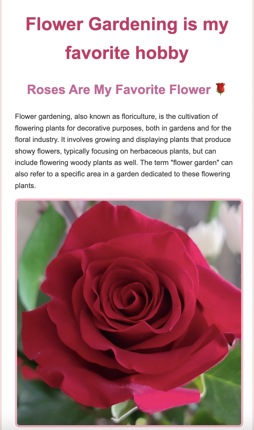 Flower portfolio project screenshot